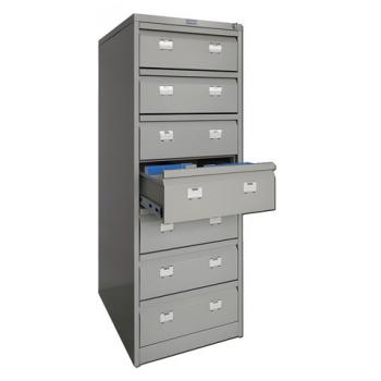 Шкаф картотечный ПРАКТИК "AFC-07", 1327х515х631мм, 7 ящиков под формат А5 (210х149 мм), формат папок Foolscap или A4 (БЕЗ ПАПОК) - Премиум Сервис