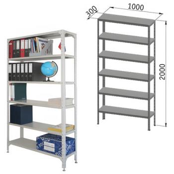 Стеллаж металлический "УНИВЕРСАЛ", 2000х1000х300 мм, УСИЛЕННЫЕ СТОЙКИ, 6 полок, регулируемые опоры, 290144 - Премиум Сервис