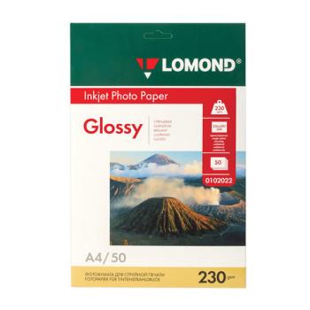 Фотобумага А4, 230 г/м2, 50 листов, односторонняя, глянцевая, LOMOND, 0102022 - Премиум Сервис