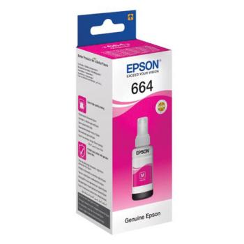 Чернила EPSON 664 (T6643) для СНПЧ Epson L100/L110/L200/L210/L300/L456/L550, пурпурные, ОРИГИНАЛЬНЫЕ, C13T66434A/398 - Премиум Сервис