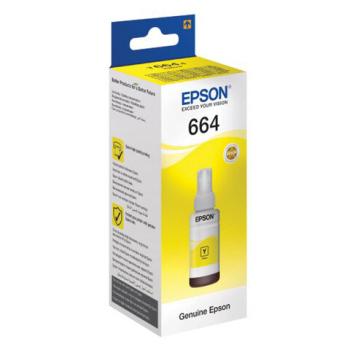 Чернила EPSON 664 (T6644) для СНПЧ Epson L100/L110/L200/L210/L300/L456/L550, желтые, ОРИГИНАЛЬНЫЕ, C13T66444A/498 - Премиум Сервис