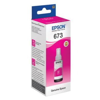 Чернила EPSON 673 (T6733) для СНПЧ Epson L800/L805/L810/L850/L1800, пурпурные, ОРИГИНАЛЬНЫЕ, C13T67334A/398 - Премиум Сервис