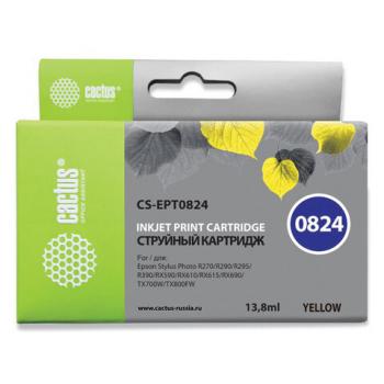 Картридж струйный CACTUS (CS-EPT0824) для EPSON Stylus R270/R390/ RX590, желтый - Премиум Сервис