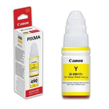 Чернила CANON (GI-490Y) для СНПЧ Pixma G1400\G2400\G3400, желтый, ресурс 7000 стр., оригинальные, 0666C001 - Премиум Сервис