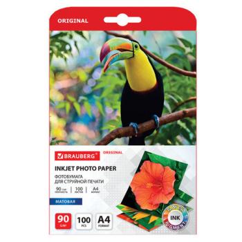 Фотобумага матовая, А4, 90 г/м2, односторонняя, 100 листов, BRAUBERG ORIGINAL, 363979 - Премиум Сервис