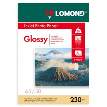 Фотобумага глянцевая, А5, 230 г/м2, односторонняя, 50 листов, LOMOND, 0102070 - Премиум Сервис