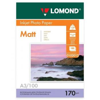 Фотобумага матовая БОЛЬШОГО ФОРМАТА, A3, 170 г/м2, двусторонняя, 100 листов, LOMOND, 0102012 - Премиум Сервис