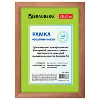 Рамка 21х30 см, дерево, багет 18 мм, BRAUBERG "HIT", темная вишня, стекло, 390257 - Премиум Сервис
