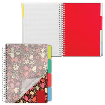 Тетрадь-блокнот 150 л., A5, 170x215 мм BRAUBERG, клетка, гребень, обложка пластиковая, 4 разделителя, "Foxy Lady", 401794 - Премиум Сервис