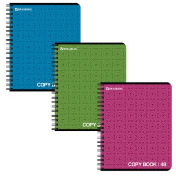 Тетрадь А5, 48 л., BRAUBERG, гребень, клетка, обложка картон, МОНОХРОМ 2, 402046 - Премиум Сервис