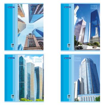 Тетрадь А5, 48 л., BRAUBERG, клетка, обложка картон, МЕГАПОЛИС, 402777 - Премиум Сервис