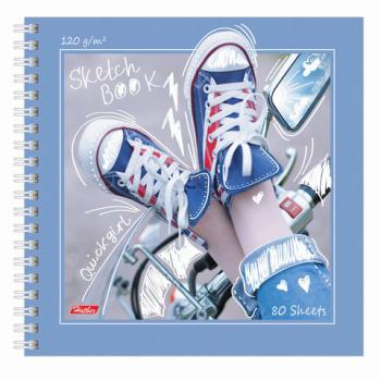Скетчбук, белая бумага 120 г/м2, 170х170 мм, 80 л., гребень, "Кеды", (A255711), A255711 - Премиум Сервис