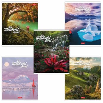 Тетрадь А5 96 л. HATBER скоба, линия, обложка картон, "Удивительный мир" (5 видов), 96Т5В2 - Премиум Сервис