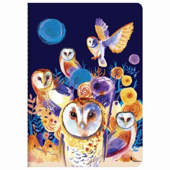 Тетрадь 40 л. в клетку обложка SoftTouch, бежевая бумага 70 г/м2, сшивка, А5 (147х210 мм), СОВЫ, BRAUBERG, 403780 - Премиум Сервис