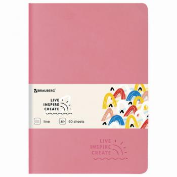 Тетрадь 60 л. в линию обложка кожзам SoftTouch, сшивка, B5 (179х250мм), РОЗОВЫЙ, BRAUBERG RAINBOW, 403885 - Премиум Сервис