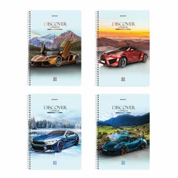 Тетрадь А4, 80 л., BRAUBERG, гребень, клетка, обложка картон, Discover, 404050 - Премиум Сервис