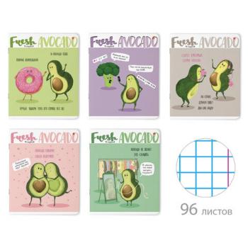Тетрадь А5 96 л. АЛЬТ скоба, клетка, гибридный лак, "Авокадо" (5 видов), 7-96-980 - Премиум Сервис