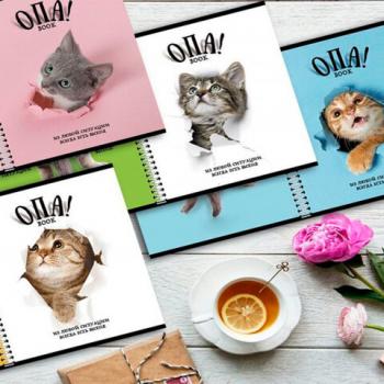 Тетрадь А5 96 л. ПЗБМ, гребень, клетка/линия, выборочный лак, перевёртыш, "Опа!" (5 видов), 028558 - Премиум Сервис