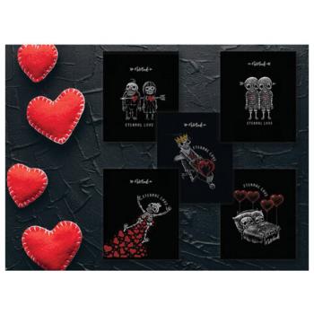 Тетрадь А5, 48 л., ПЗБМ, скоба, клетка, Soft Touch, фольга, конгрев, лак, "Вечная любовь" (5 видов), 028930 - Премиум Сервис