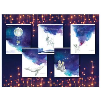 Тетрадь А5, 48 л., ПЗБМ, скоба, клетка, Soft Touch, фольга, лак, "Сон о чём-то большем" (5 видов), 028619 - Премиум Сервис