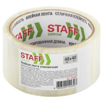 Клейкая лента упаковочная 48 мм x 40 м, прозрачная, толщина 40 микрон, STAFF, 440087 - Премиум Сервис