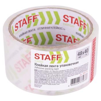 Клейкая лента упаковочная 48 мм x 40 м, прозрачная, толщина 40 микрон, STAFF CLASSIC, 440176 - Премиум Сервис
