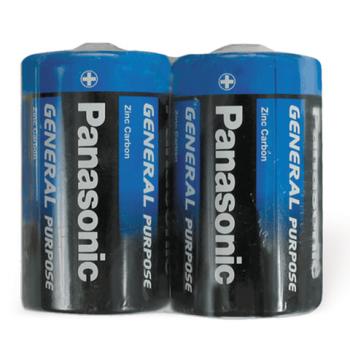 Батарейки КОМПЛЕКТ 2шт., PANASONIC D R20 (373), солевые, в пленке, 1.5 В - Премиум Сервис