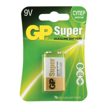 Батарейка GP Super, "Крона" (6LR61, 6LF22, 1604A), алкалиновая, 1 шт., в блистере, 1604A-5CR1, 1604A-BC1 - Премиум Сервис
