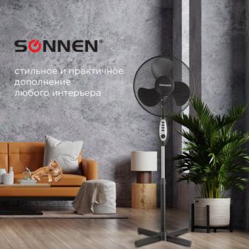 Вентилятор напольный SONNEN FS40-A55, d=40 см, 45 Вт, 3 скоростных режима, таймер, черный, 451035 - Премиум Сервис
