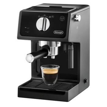 Кофеварка рожковая DELONGHI ECP31.21, 1100 Вт, объем 1 л, ручной капучинатор, черная - Премиум Сервис