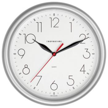 Часы настенные TROYKATIME (TROYKA) 21270212, круг, белые, серебристая рамка, 24,5х24,5х3,1 см - Премиум Сервис