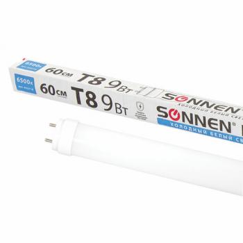 Лампа-трубка светодиодная SONNEN, 9 Вт, 30000 ч, 60 см, холодный белый (аналог 18 Вт люминесцентной лампы), LED T8-9W-6500-G13, 453716 - Премиум Сервис