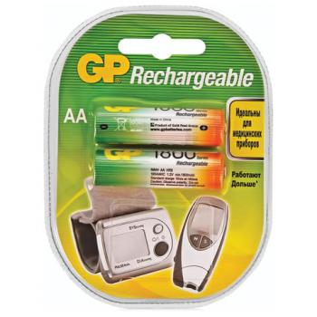 Батарейки аккумуляторные КОМПЛЕКТ 2 шт., GP, АА (HR6), Ni-Mh, 1800 mAh, блистер, 180AAHC-2DECRC2 - Премиум Сервис