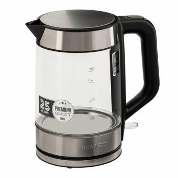 Чайник SCARLETT SC-EK27G101, 1,8 л, 2200 Вт, закрытый нагревательный элемент, стекло, черный - Премиум Сервис