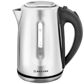 Чайник BRAYER BR1014, 1,7 л, 2200 Вт, закрытый нагревательный элемент, сталь - Премиум Сервис