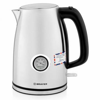 Чайник с термометром BRAYER BR1022, 1,8 л, 2200 Вт, закрытый нагревательный элемент, сталь - Премиум Сервис