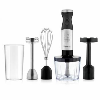 Блендер погружной BRAYER BR1244, 800 Вт, 2 режима, измельчитель, венчик, стакан, пюре, черный - Премиум Сервис