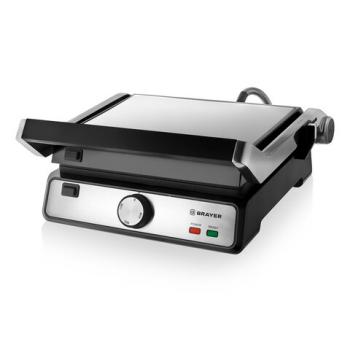Электрогриль BRAYER BR2002, 2000 Вт, съемные панели, регулировка температуры, серебро/черный - Премиум Сервис