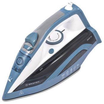 Утюг BRAYER BR4002, 2400 Вт, керамическое покрытие, самоочистка, антикапля, антинакипь, голубой - Премиум Сервис