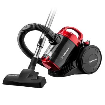 Пылесос BRAYER BR4202 с контейнером "циклон", 2200 Вт, мощность всасывания 420 Вт, черный/бордовый - Премиум Сервис