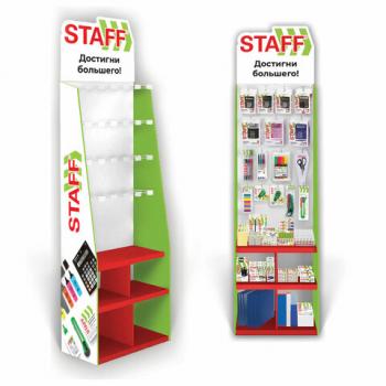 Стойка для размещения товара напольная УСИЛЕННАЯ STAFF, 200х60х40 см, 3 полки, 25 крючков, 504344 - Премиум Сервис