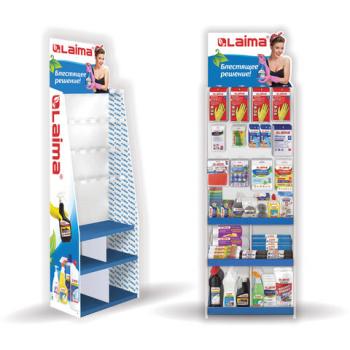 Стойка для размещения товара напольная усиленная LAIMA, 230х60х40 см, 3 полки, 25 крючков, 504873 - Премиум Сервис