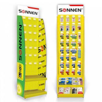 Стойка для размещения товара напольная SONNEN, 205x60x50 см, 32 крючка, 2 полки, металл, 504995 - Премиум Сервис
