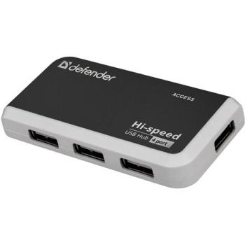 Хаб DEFENDER QUADRO INFIX, USB 2.0, 4 порта, порт для питания, 83504 - Премиум Сервис