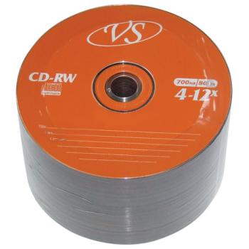 Диски CD-RW VS 700 Mb 4-12x, КОМПЛЕКТ 50 шт., Bulk, VSCDRWB5001 - Премиум Сервис