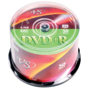 Диски DVD+R VS 4,7 Gb 16x, КОМПЛЕКТ 50 шт., Cake Box, VSDVDPRCB5001 - Премиум Сервис