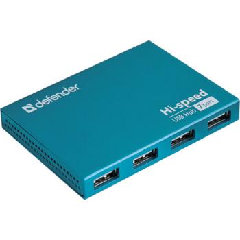 Хаб DEFENDER SEPTIMA SLIM, USB 2.0, 7 портов, порт для питания, алюминиевый корпус, 83505 - Премиум Сервис