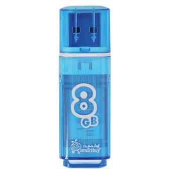Флеш-диск 8 GB, SMARTBUY Glossy, USB 2.0, синий, SB8GBGS-B - Премиум Сервис