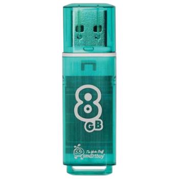 Флеш-диск 8 GB, SMARTBUY Glossy, USB 2.0, зеленый, SB8GBGS-G - Премиум Сервис