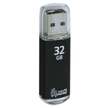 Флеш-диск 32 GB, SMARTBUY V-Cut, USB 2.0, металлический корпус, черный, SB32GBVC-K - Премиум Сервис